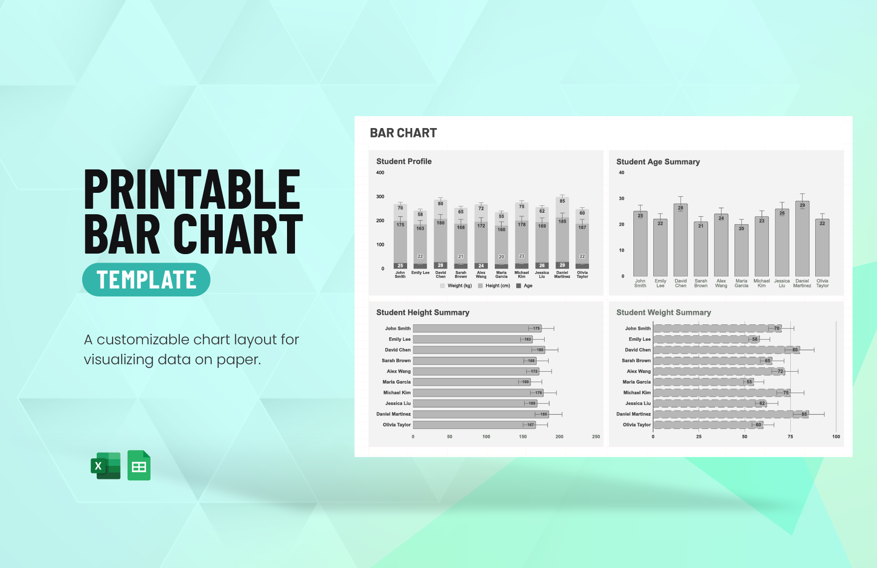 Printable Bar Chart Template In Excel Google Sheets Download Template 