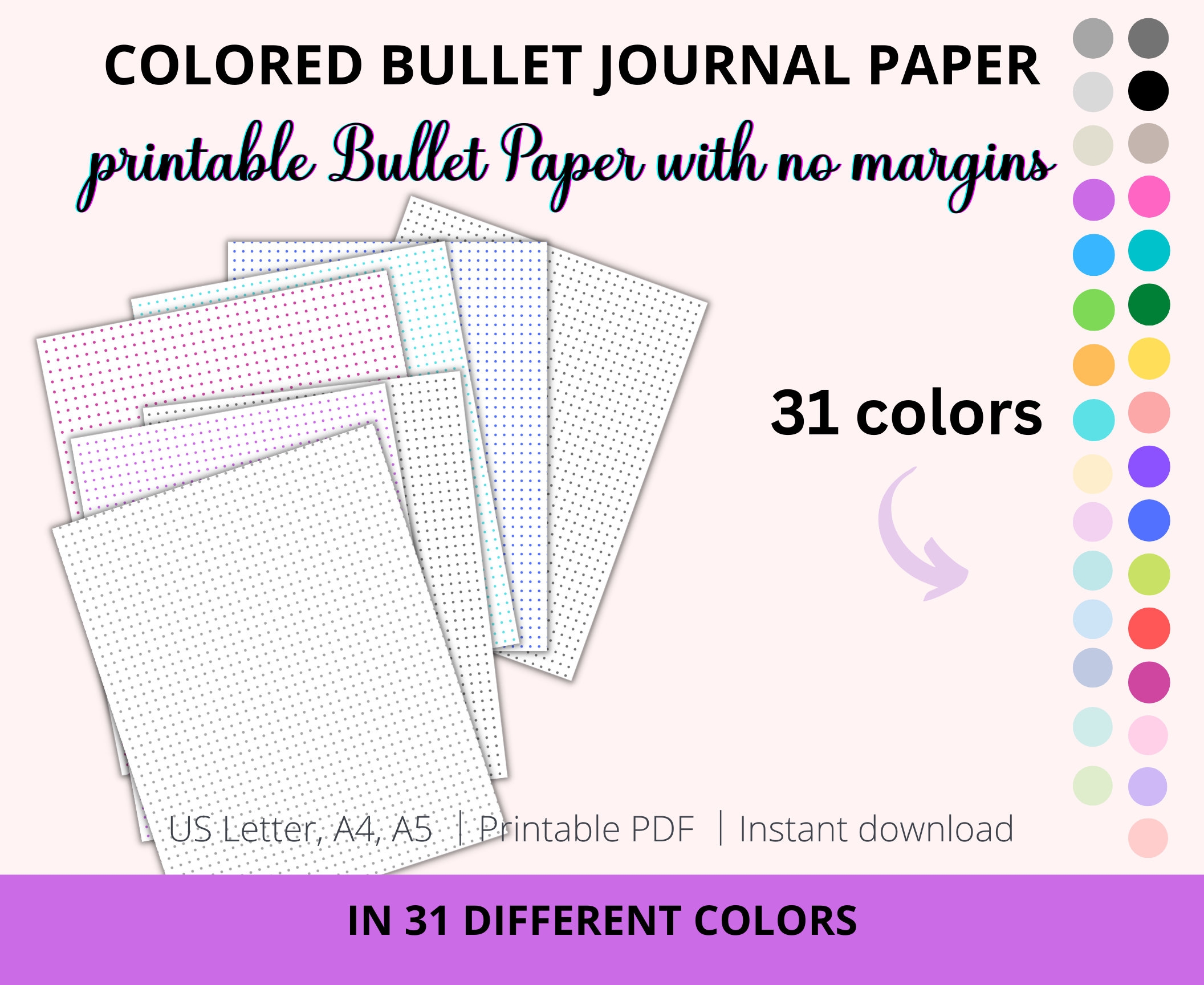 Printable Dot Grid Paper With No Margin Dotted Grid Paper Bullet Journal Calligraphy Lettering Paper Bujo Practice Writing Paper Etsy