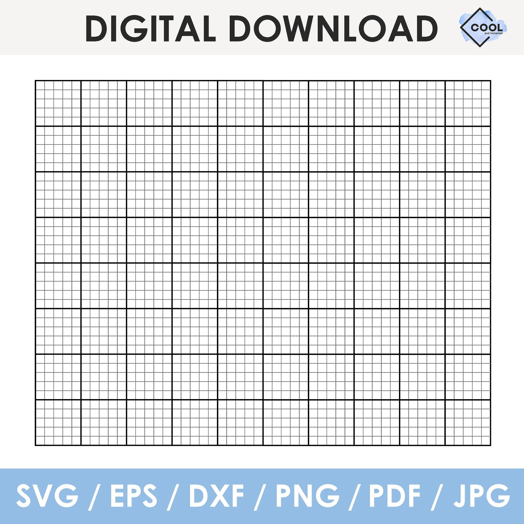 Printable Graph Grid Cross Stitch Paper 1 5 Inch 5 Lines Per Inch With 1 Inch Grid Pdf Svg Png Instant Download Etsy