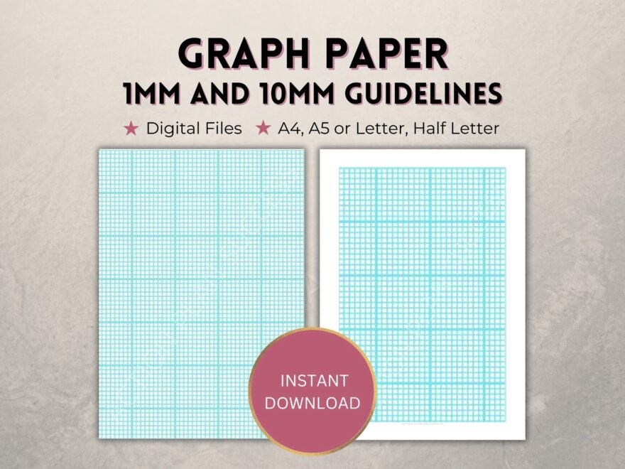 Printable Graph Paper 1mm And 10mm 1cm Blue Guidelines Grid Template Full Page Margins Digital PDF Download A4 a5 letter half Etsy