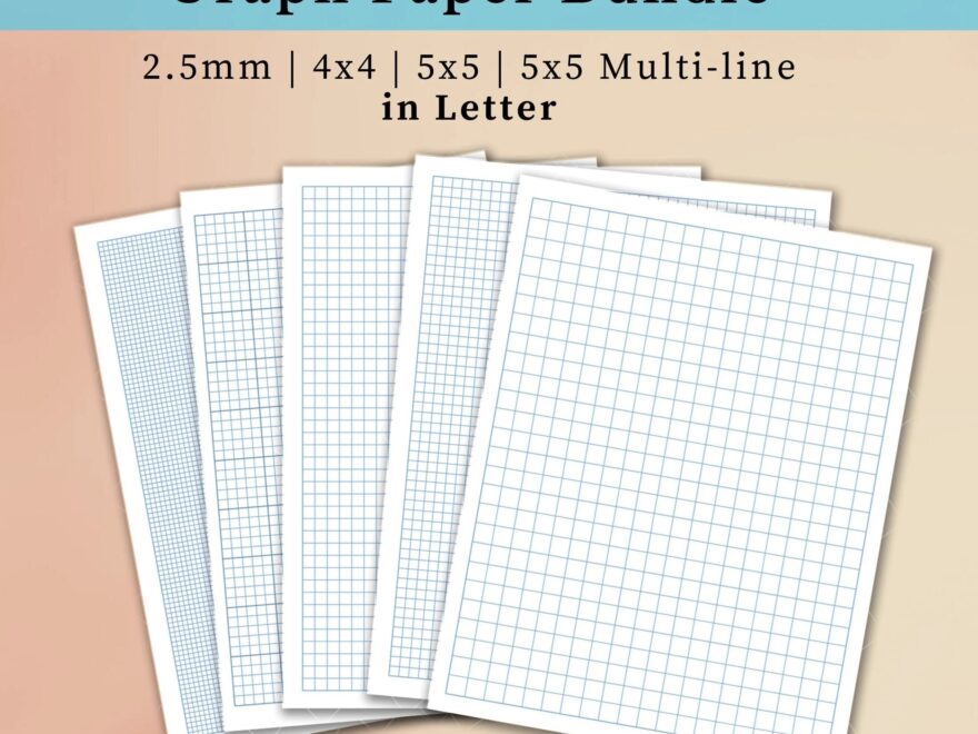 Printable Graph Paper PDF letter Size 2 5mm 10mm 4x4 5x5 And 5x5 Multi line Light Blue Grid Note Paper Instant Download Etsy