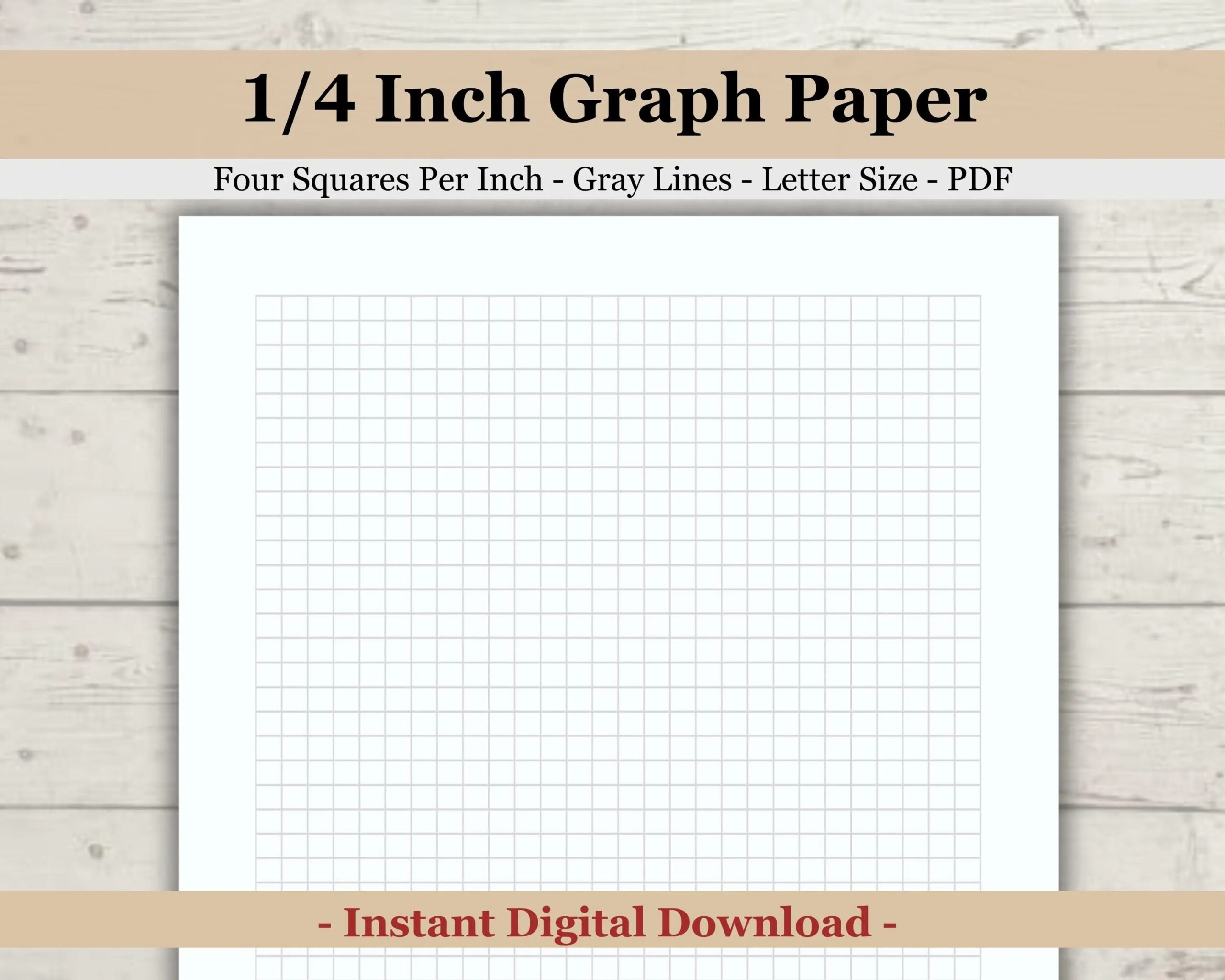 Printable Graph Template Paper Printable Graph Paper Quarter Inch 25 Inch Four Squares Per Inch 1 4 Inch Squares Drawing School Math Etsy