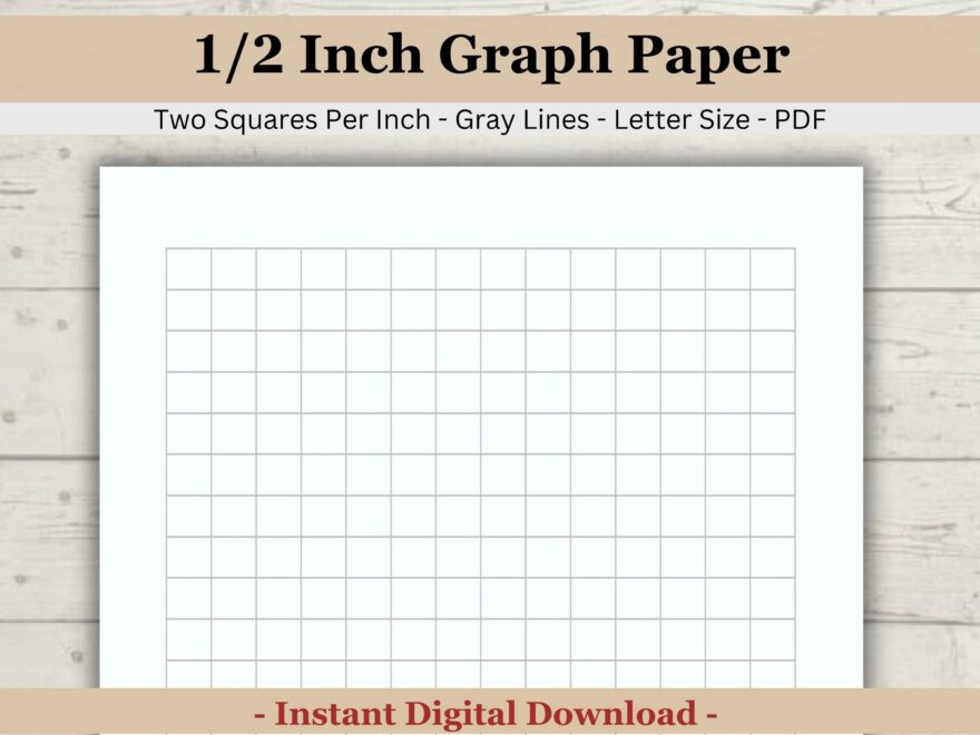 Printable Half Inch 50 Inch Graph Paper Two Squares Per Inch 2x2 Gray Graph Paper 1 2 Inch Squares Graphing Paper Download PDF Etsy