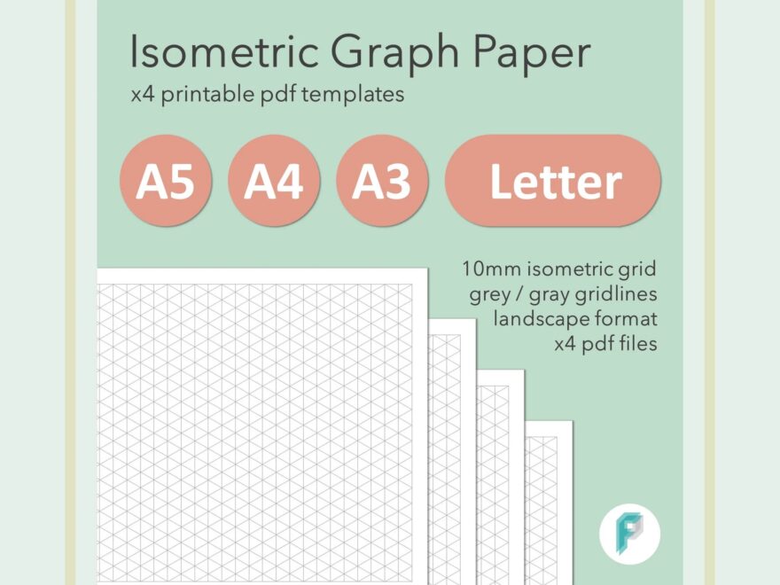 Printable Isometric Graph Paper Grid 10mm 1 0cm Landscape A3 A4 A5 And US Letter Downloads Etsy
