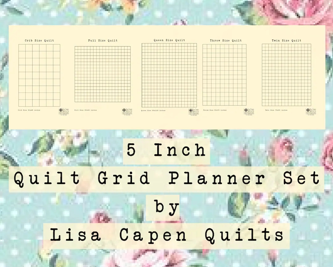 Quilters Graph Paper Instant Printable Download 5 Inch Grid And 5 Quilt Sizes Design Your Quilt Today Etsy