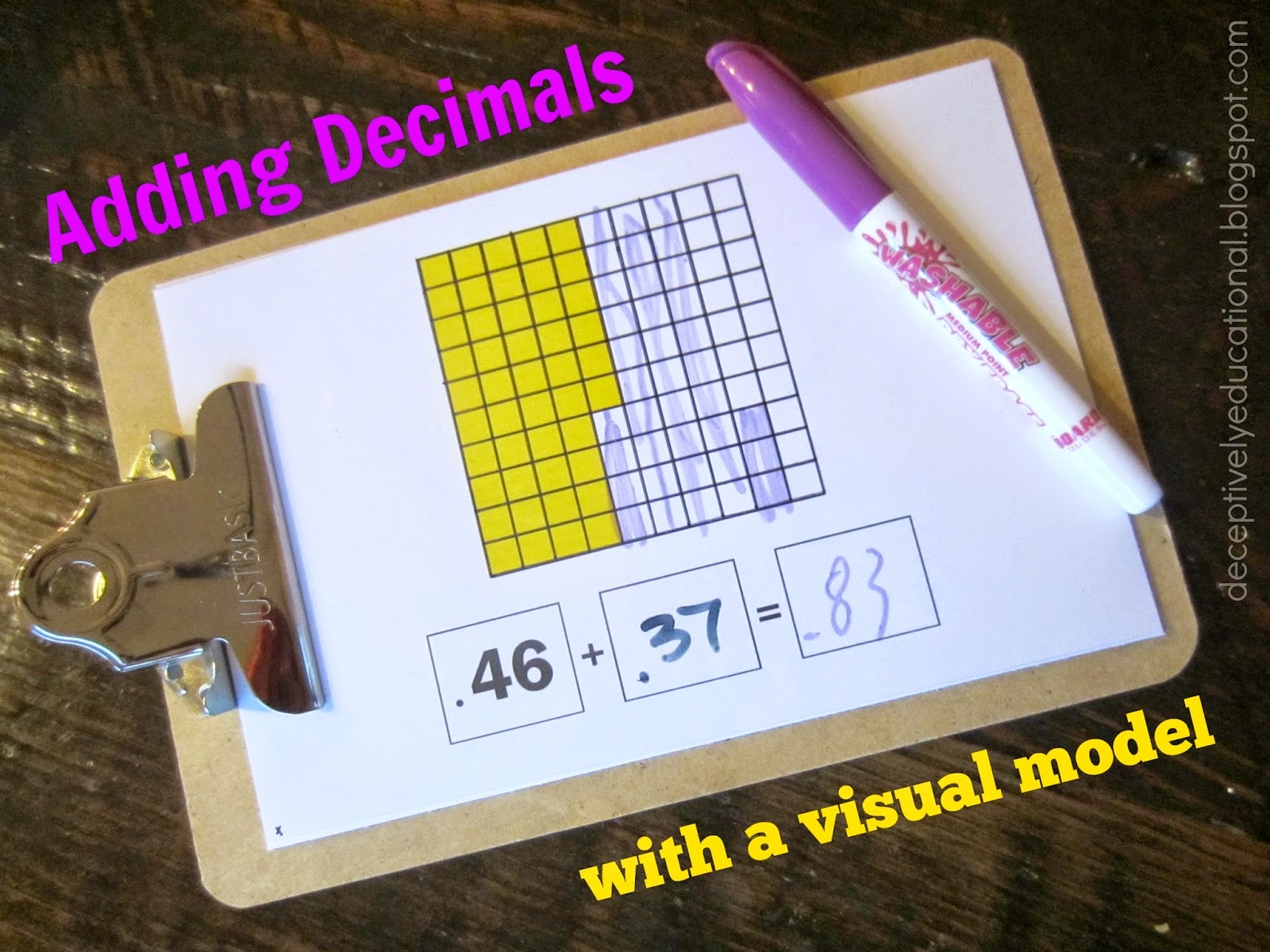Relentlessly Fun Deceptively Educational Adding Decimals With A Visual Model