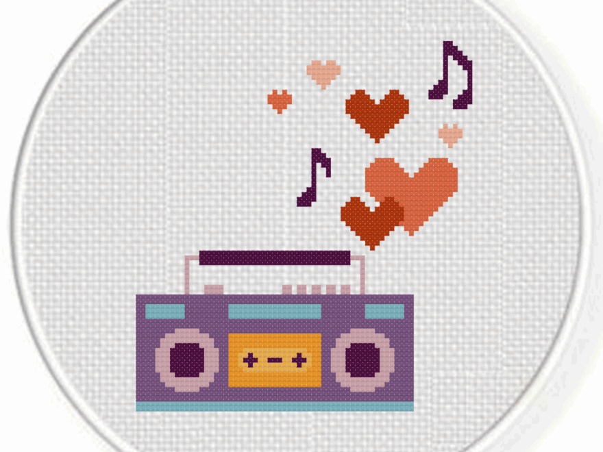 Retro Radio Hearts Cross Stitch Pattern Daily Cross Stitch