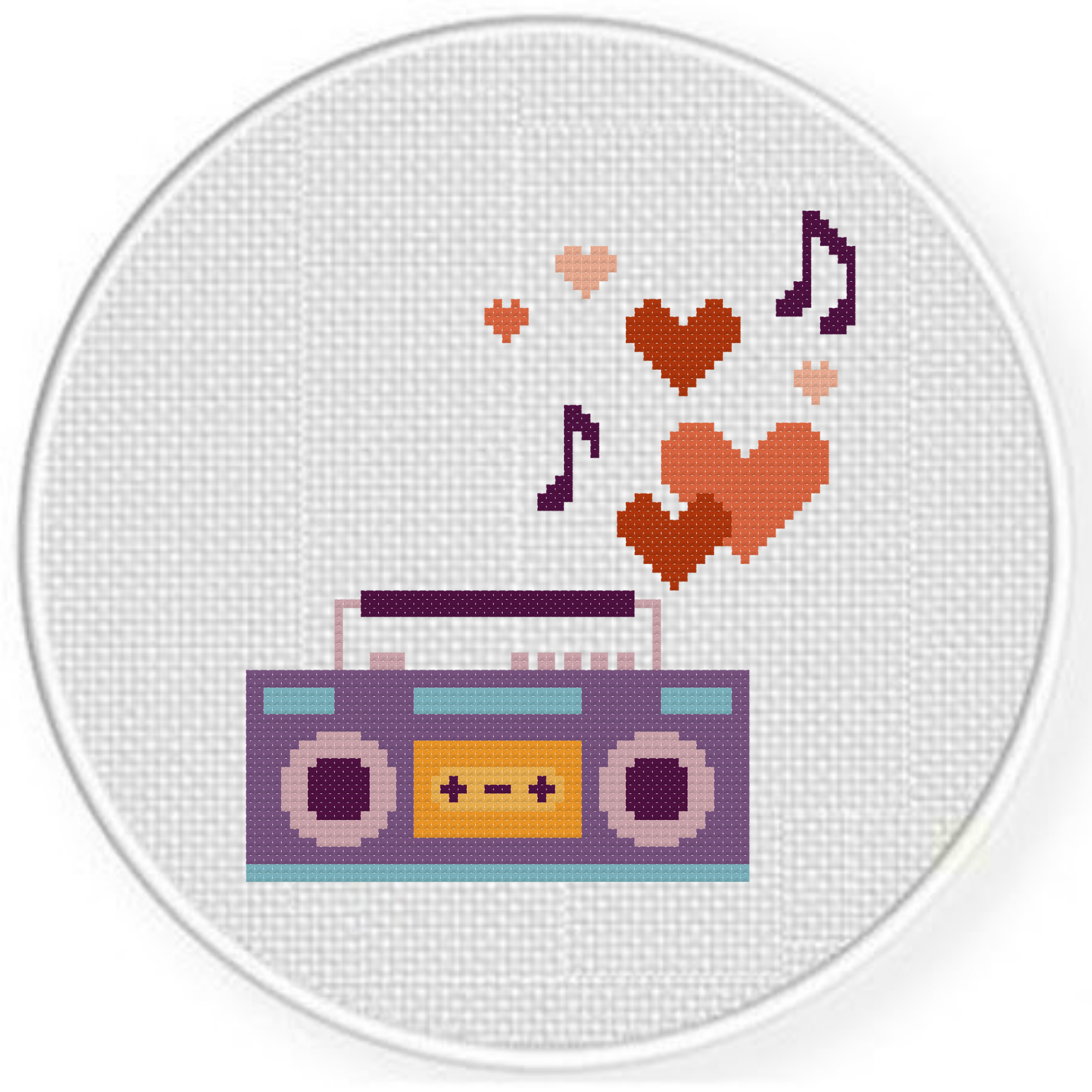 Retro Radio Hearts Cross Stitch Pattern Daily Cross Stitch