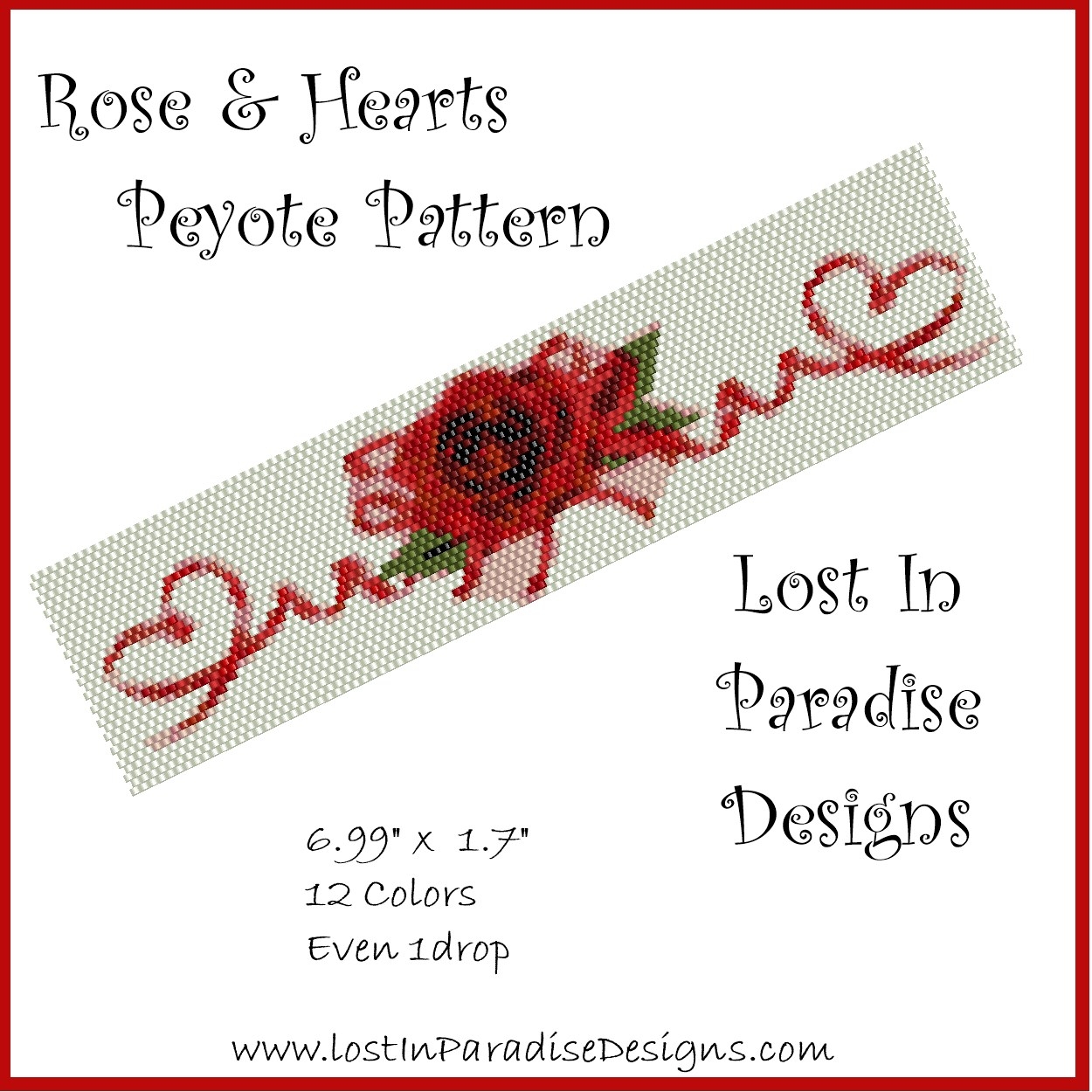 Rose Hearts Peyote Pattern Lost In Paradise Designs