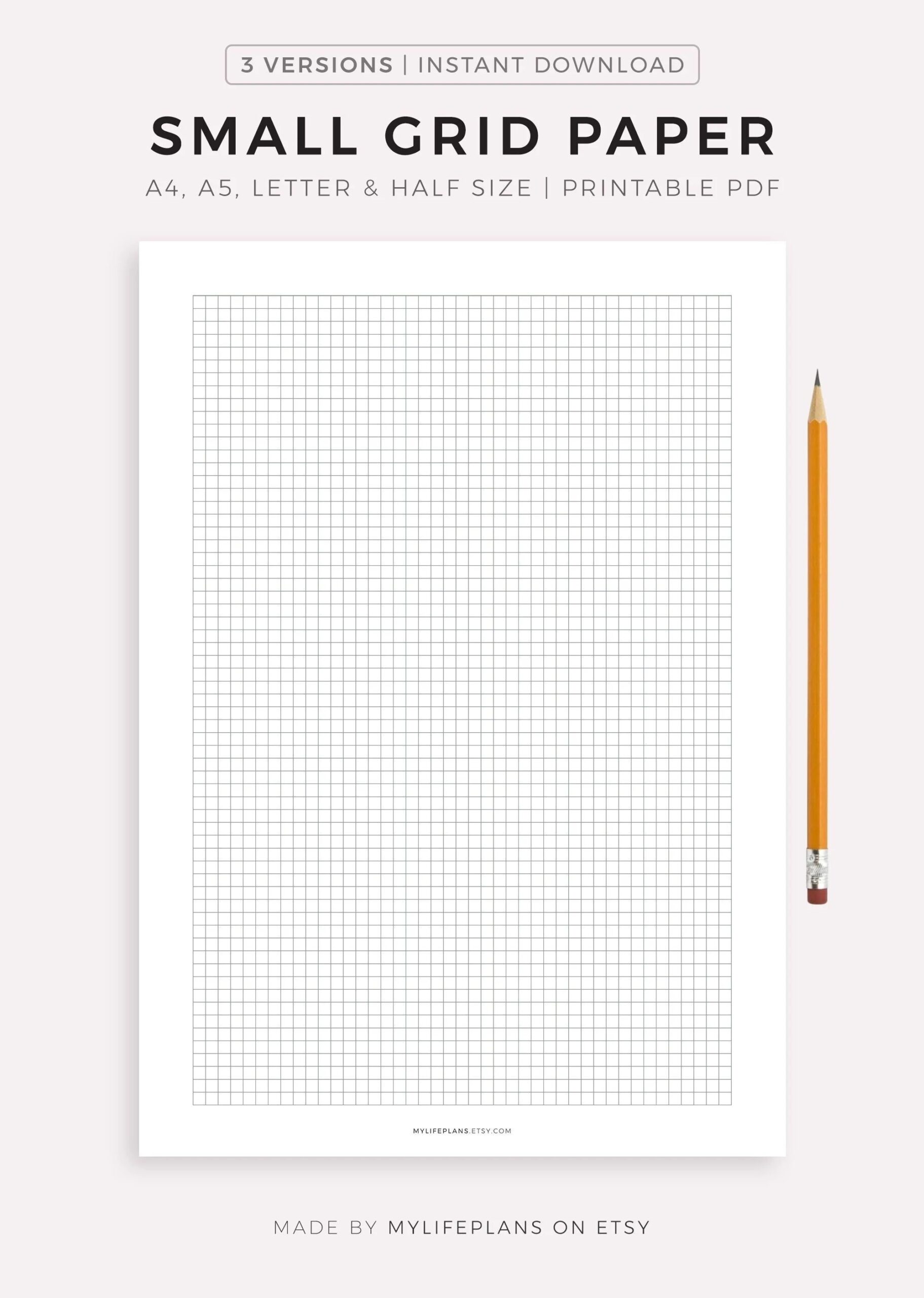 Small Grid Paper Printable Squared Paper Planner Inserts A4 a5 letter half Size Instant Download PDF Etsy