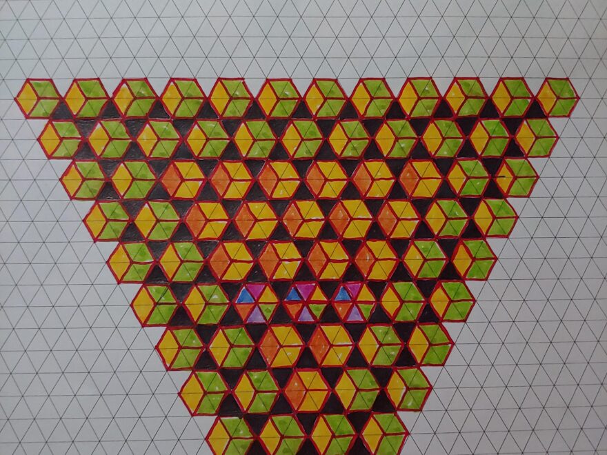 Some Trippy Artwork I Made Ink And Isometric Graph Paper I Messed Up The Pattern On The Second One But It s Still Pretty Cool R trippy