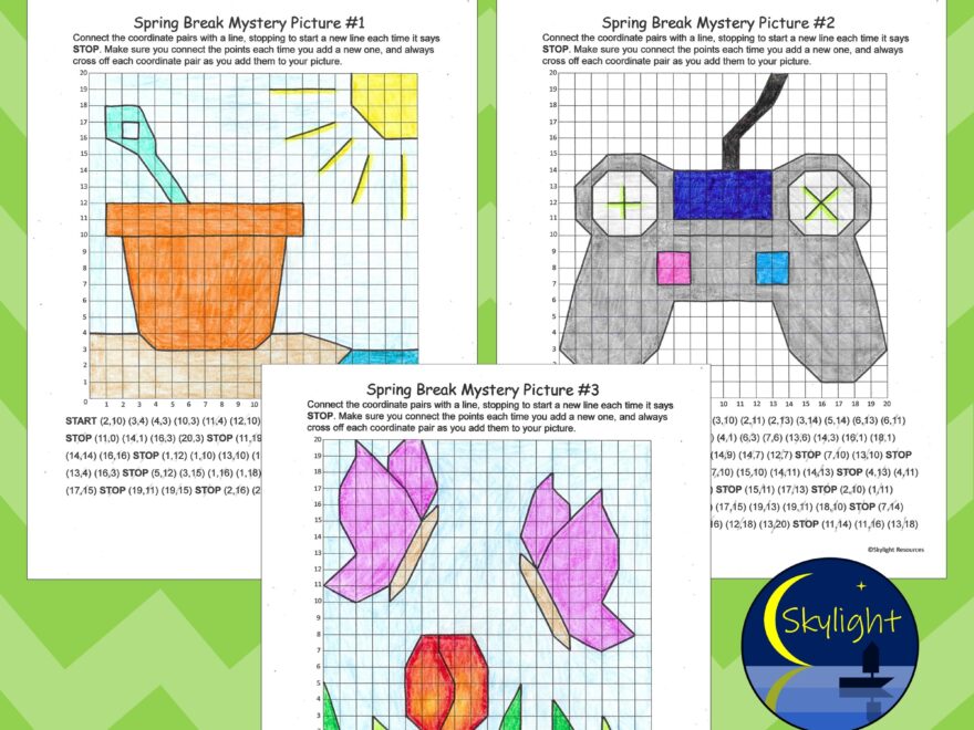 Spring Break Coordinate Plane Math Mystery Graphing Pictures In Quadrant I Made By Teachers
