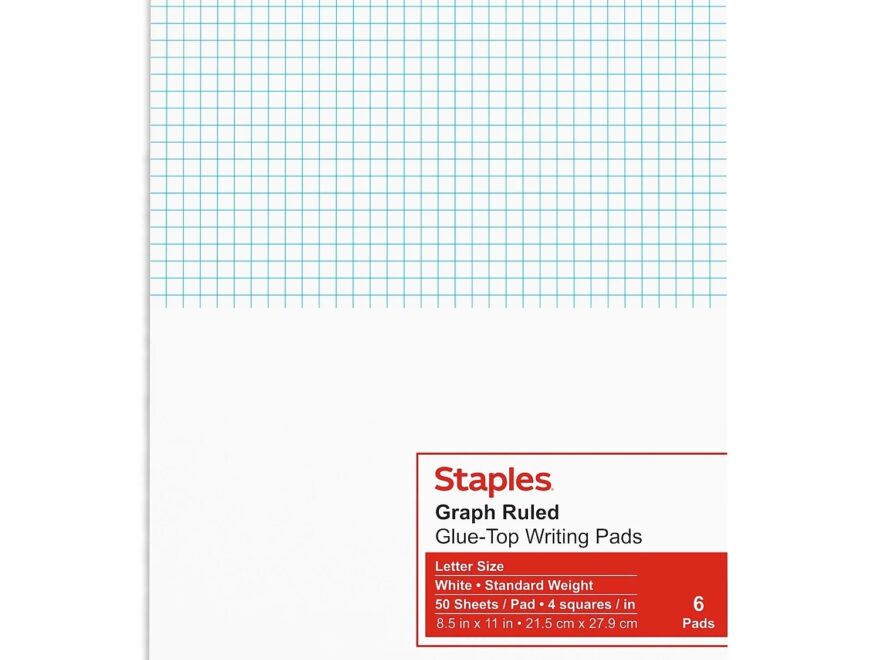 Staples 8 5 x11 White Paper Notepad Graph Pads 50 Sh Pad 6 Pads PK TR57333 51301 Walmart