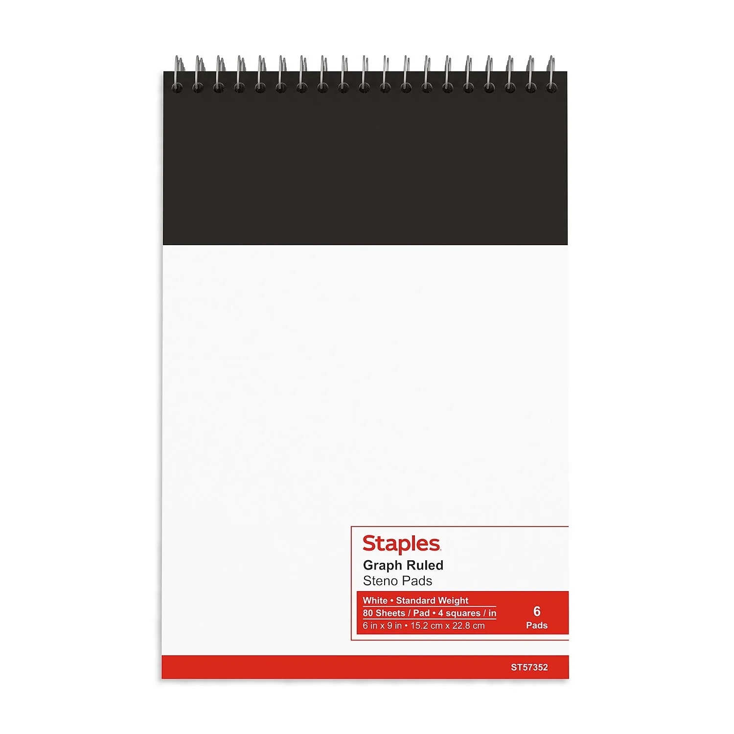 Staples Steno Pads 6 X 9 Graph Ruled White 80 Sheets Pad 18 Carton ST57352VS Walmart