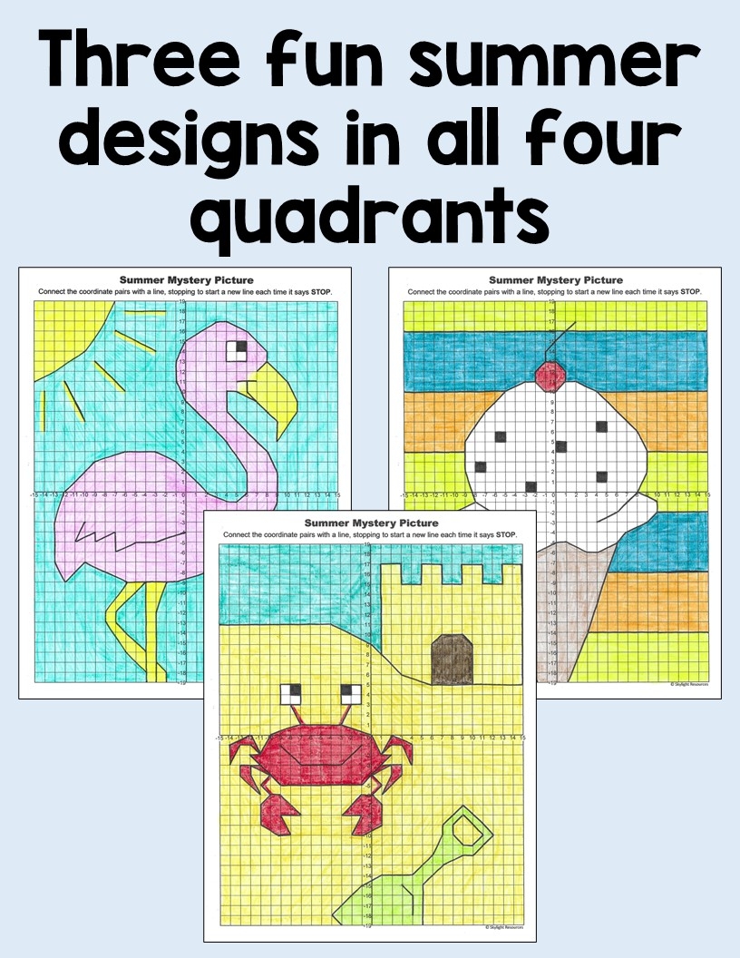 Summer Coordinate Plane Graphing Pictures In Four Quadrants Made By Teachers