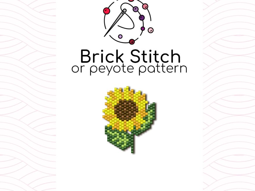 Sunflower Brick Stitch Pattern Brick Or Peyote Stitch Pattern Based On Miyuki Delica Seed Beads Etsy