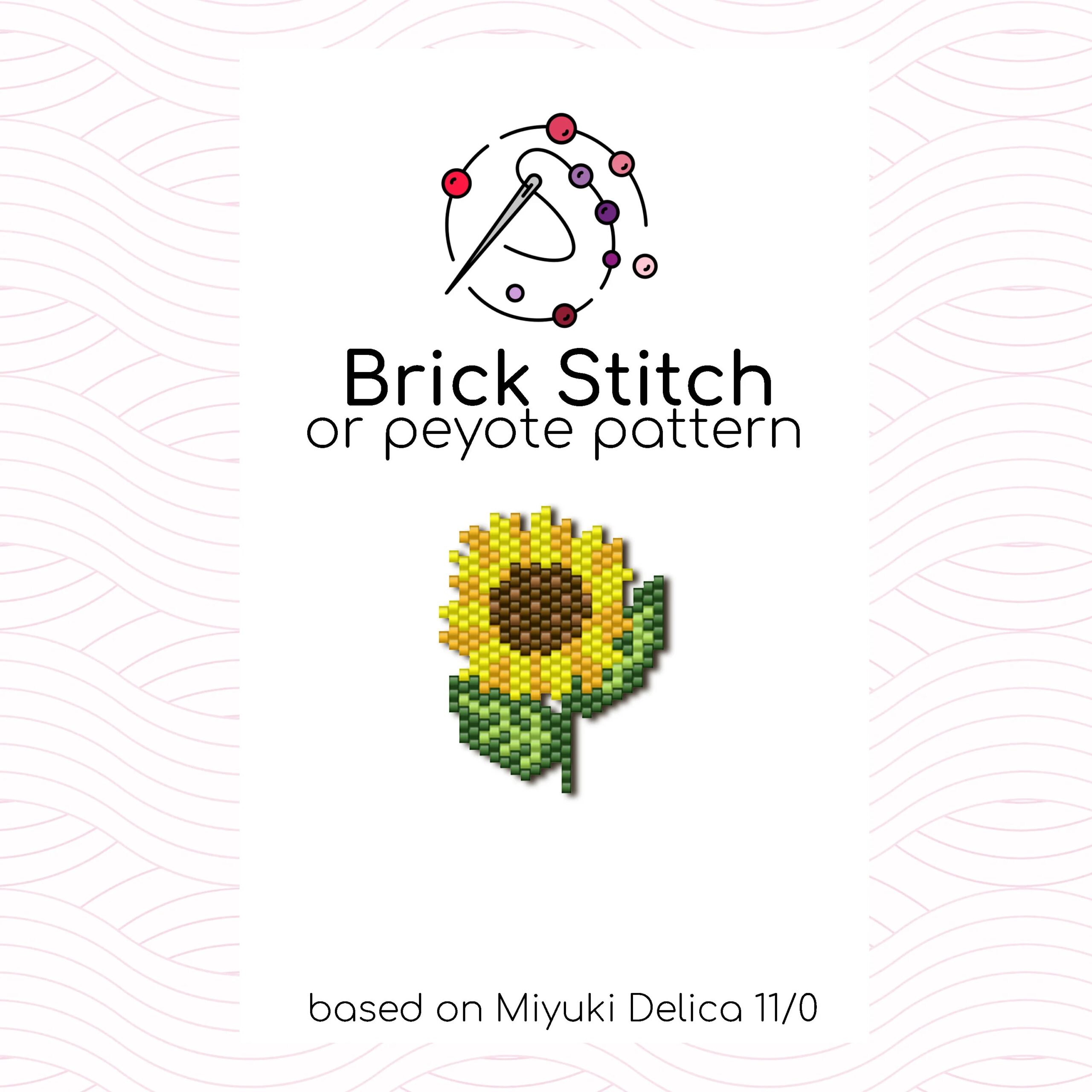 Sunflower Brick Stitch Pattern Brick Or Peyote Stitch Pattern Based On Miyuki Delica Seed Beads Etsy