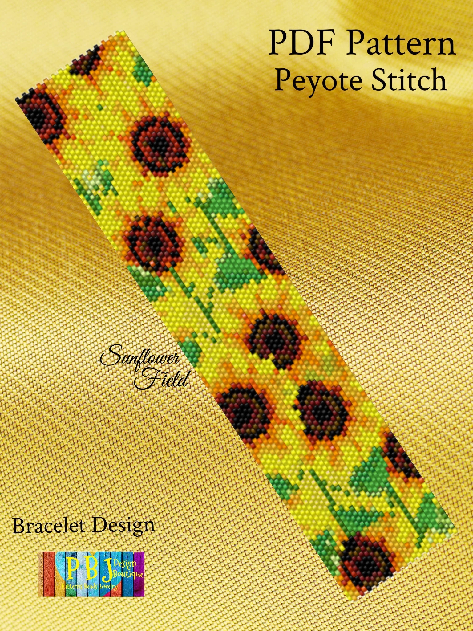 Sunflower Field Peyote Pattern Peyote Pattern Peyote Patterns Peyote Bracelet Peyote Beading Peyote Beaded Bracelets Peyote Etsy