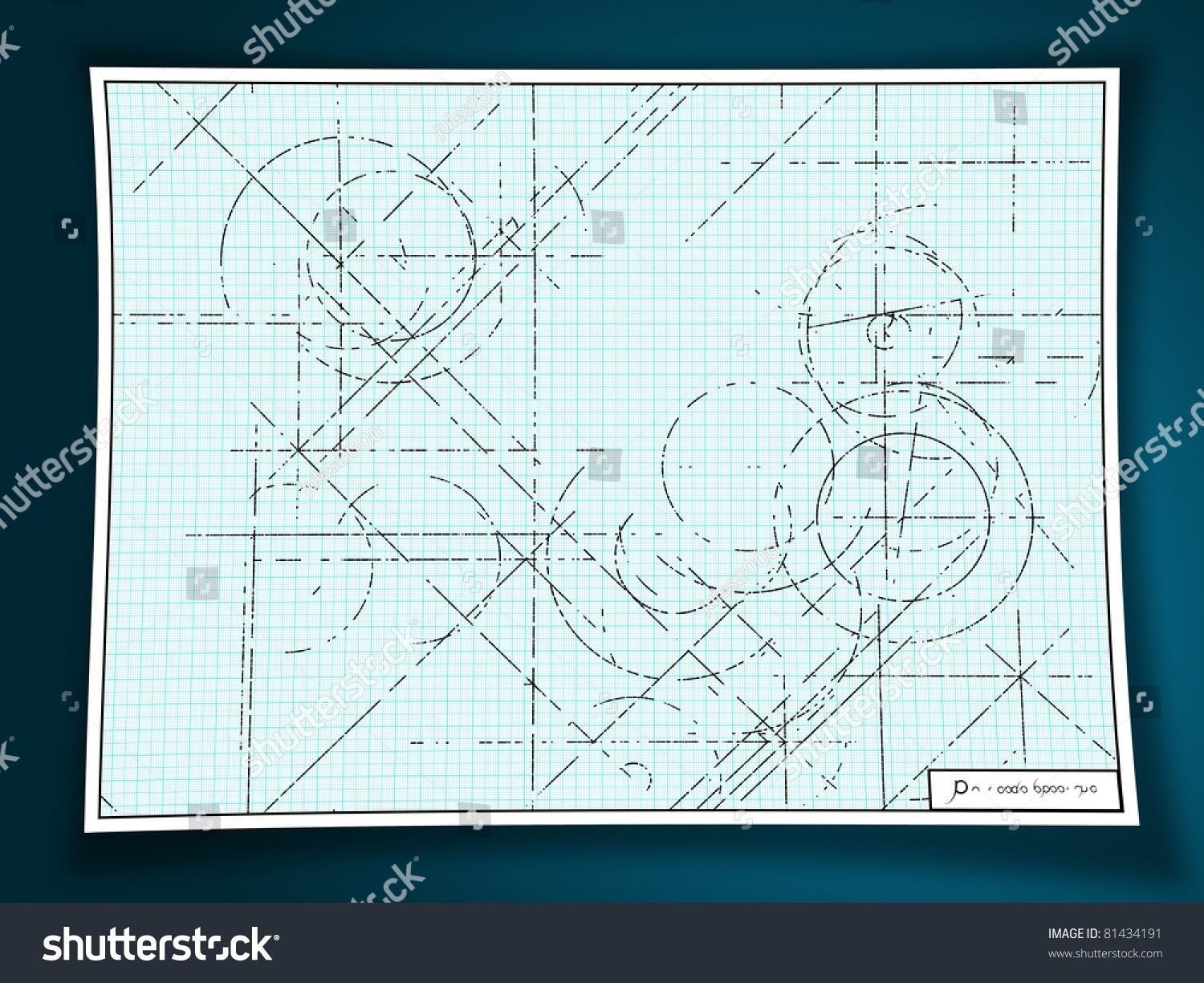 Technical Drawing On Graph Paper Stock Illustration 81434191 Shutterstock