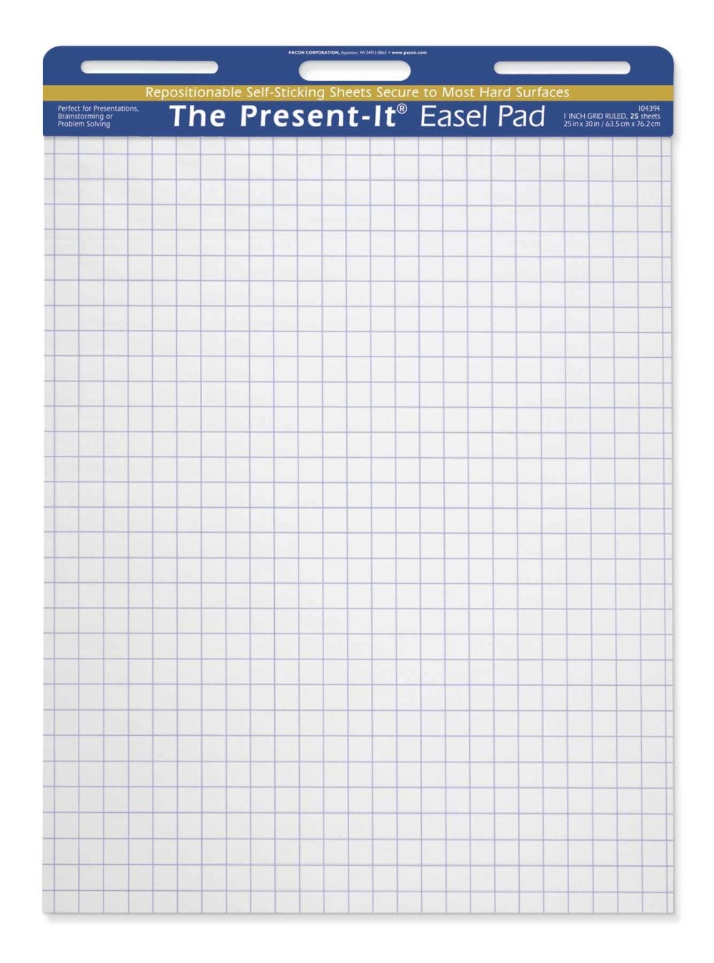 The Present It Easel Pad Self Adhesive White 1 In Grid Ruled 25 X 30 25 Sheets Pacon Creative Products