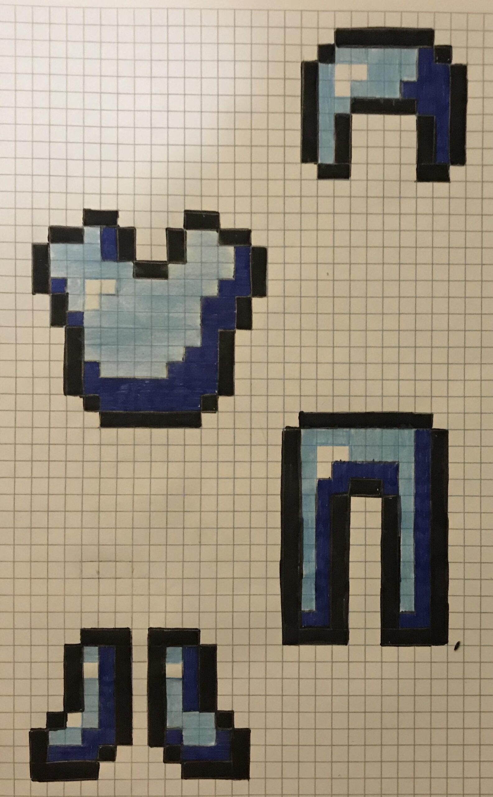 These Are The Diamond Armor I Drew On Grid Paper R Minecraft
