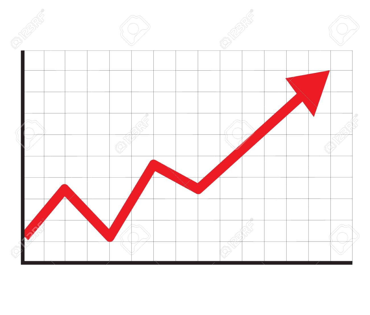 Trend Up Graph Icon In Trendy Isolated On White Background Flat Style Stock Sign Growth Progress Red Arrow Icon For Your Web Site Design Logo App UI Line Chart Symbol Royalty Free