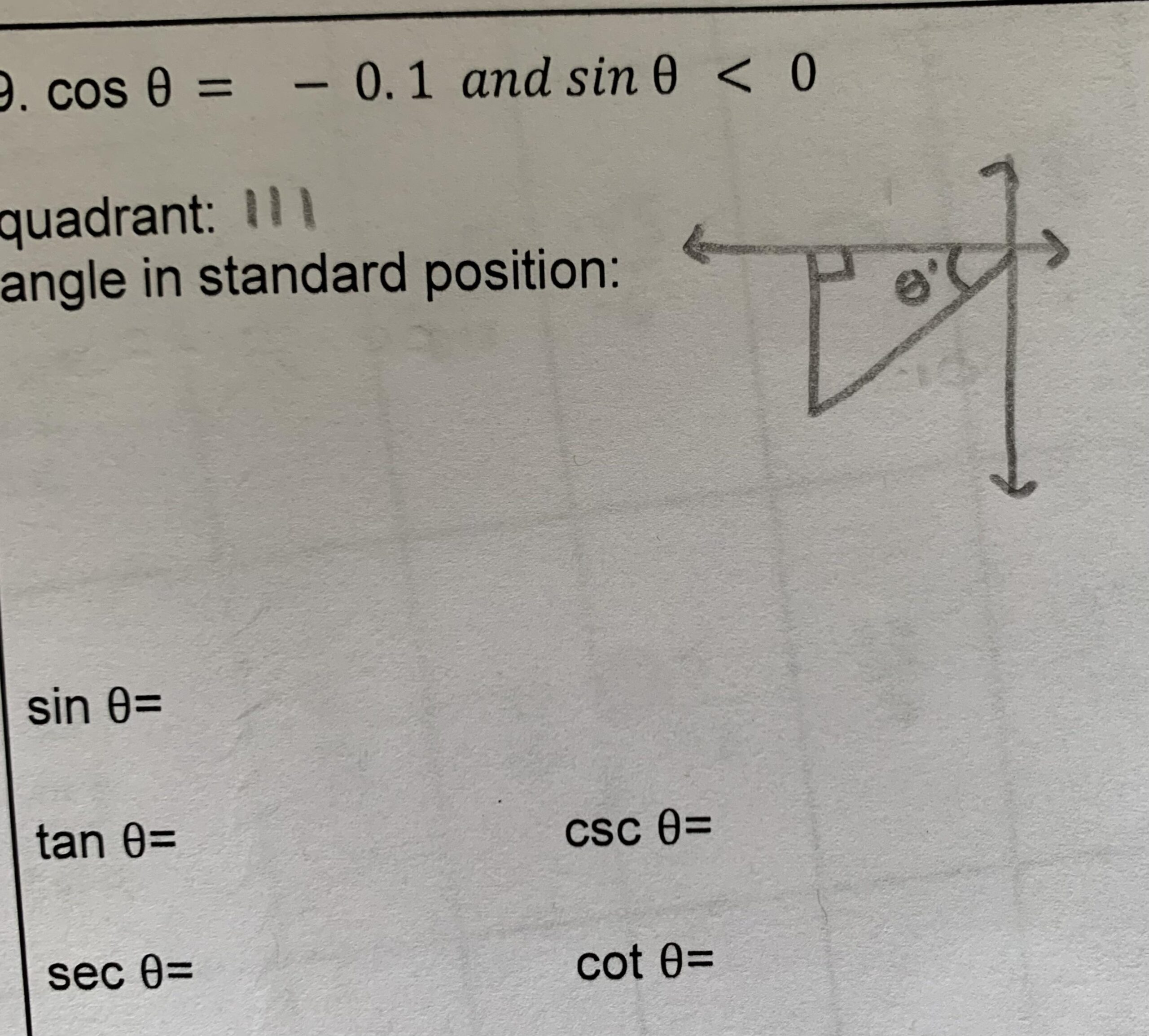 Trigonometry How Do I Label The Sides Of The Triangle When It s Cos 0 1 R HomeworkHelp