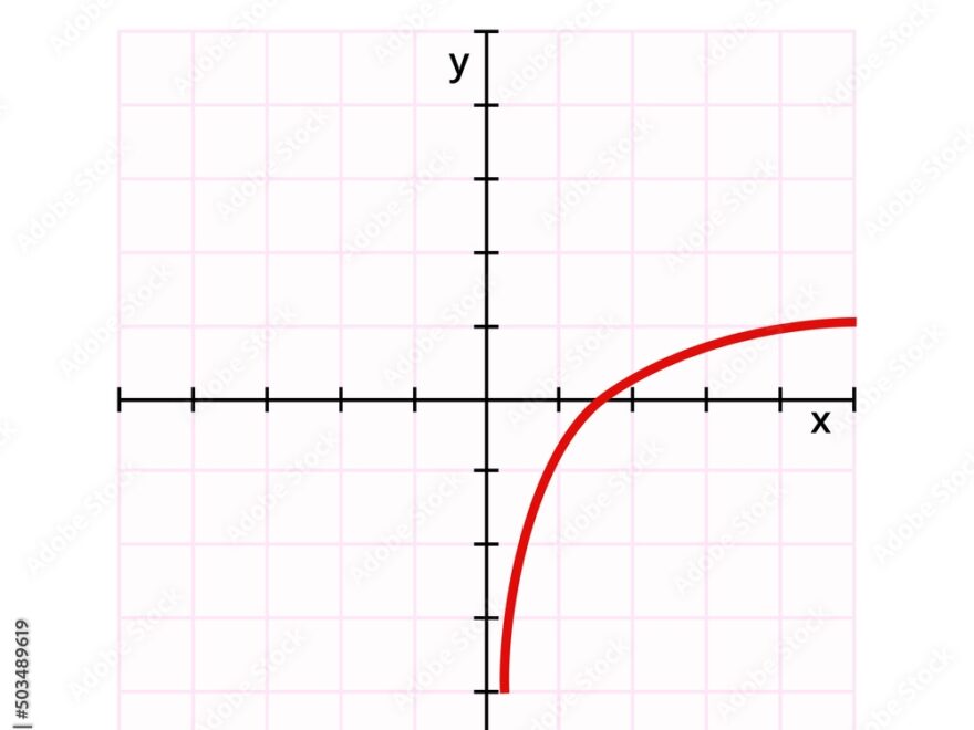 Vector Graph Or Chart Of Logarithmic Function With Formula Y Log X Fx Ln X Logarithm Inverse Function To Exponentiation Mathematical Operation Basic Function Graph With Grid And Coordinates Stock