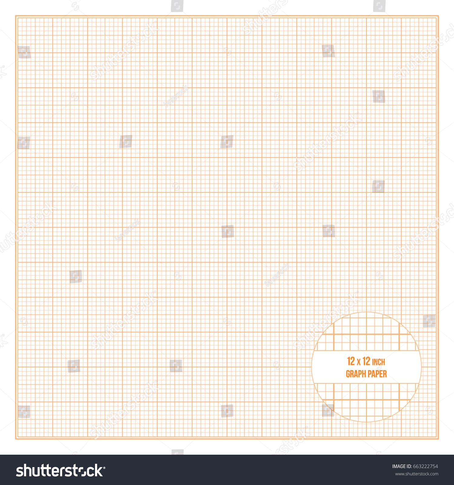 Vector Orange Printable Graph Paper 12x12 Stock Vector Royalty Free 663222754 Shutterstock