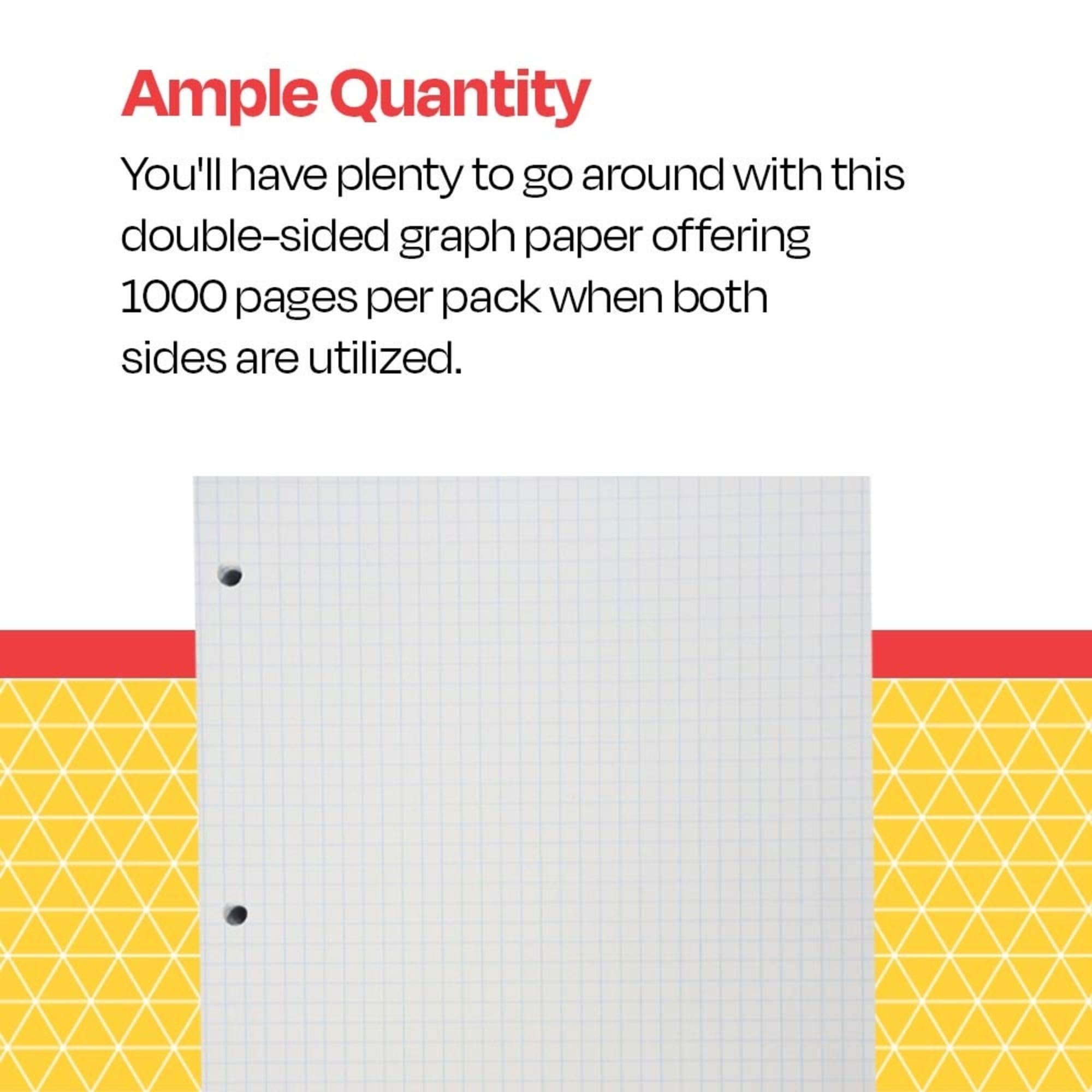 1 2 Inch Graph Paper 500 Sheet Graph Paper Ream 1 8 Red Grid With Accentuated Lines Three Hole Punched Engineering Paper