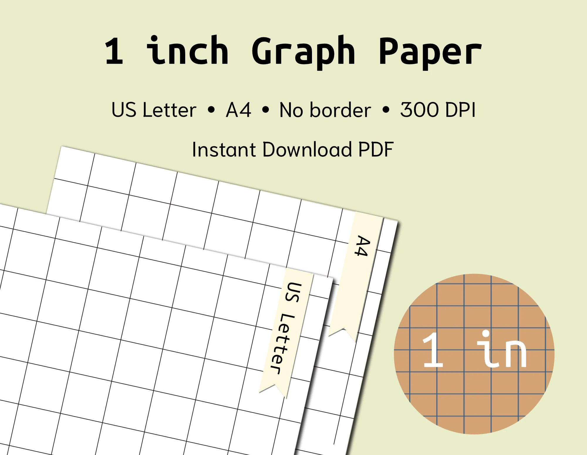 1 Inch Printable Graph Paper Etsy