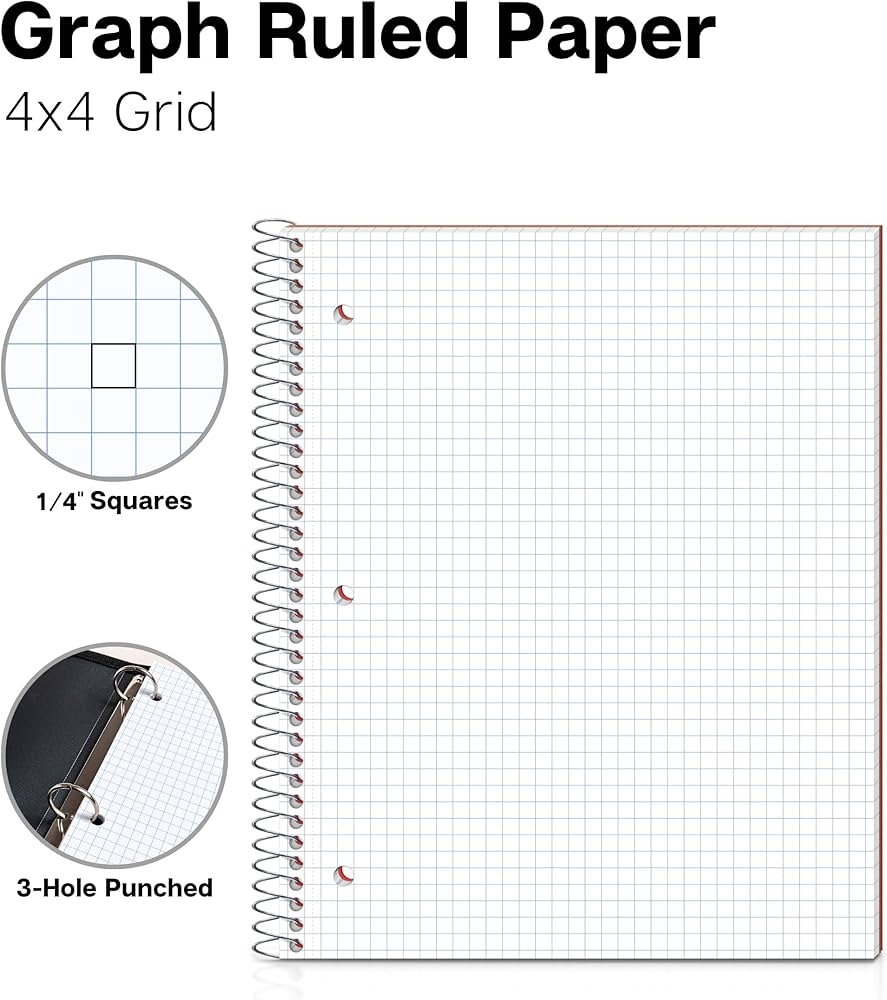 11x17 Graph Paper 8 5x11 Graph Paper Notebook 1 4 Quad Ruled 50 Sheets 3 Hole Punched White Graph Paper Large