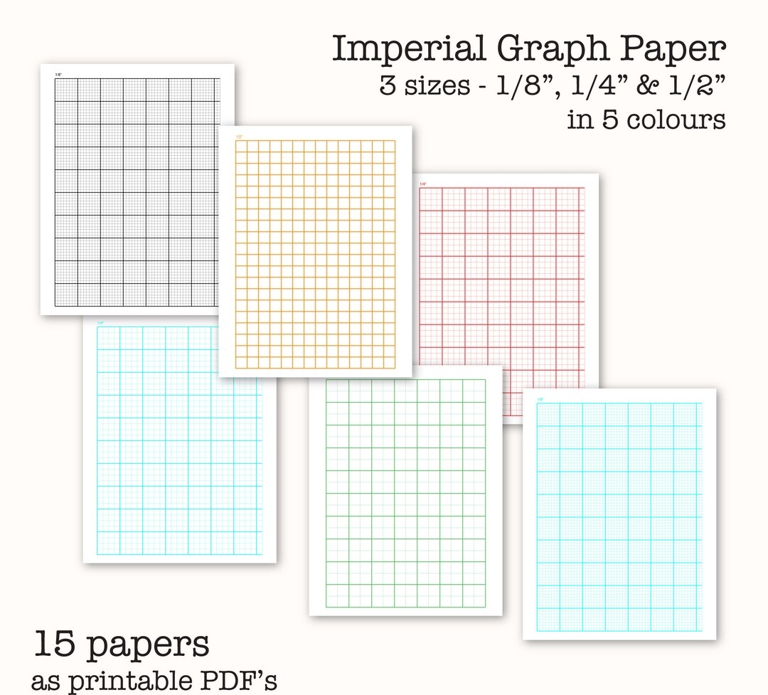 15 Imperial Measure Graph Papers Inch Graph Paper Digital Graph Paper PDF Printable Instant Download Etsy