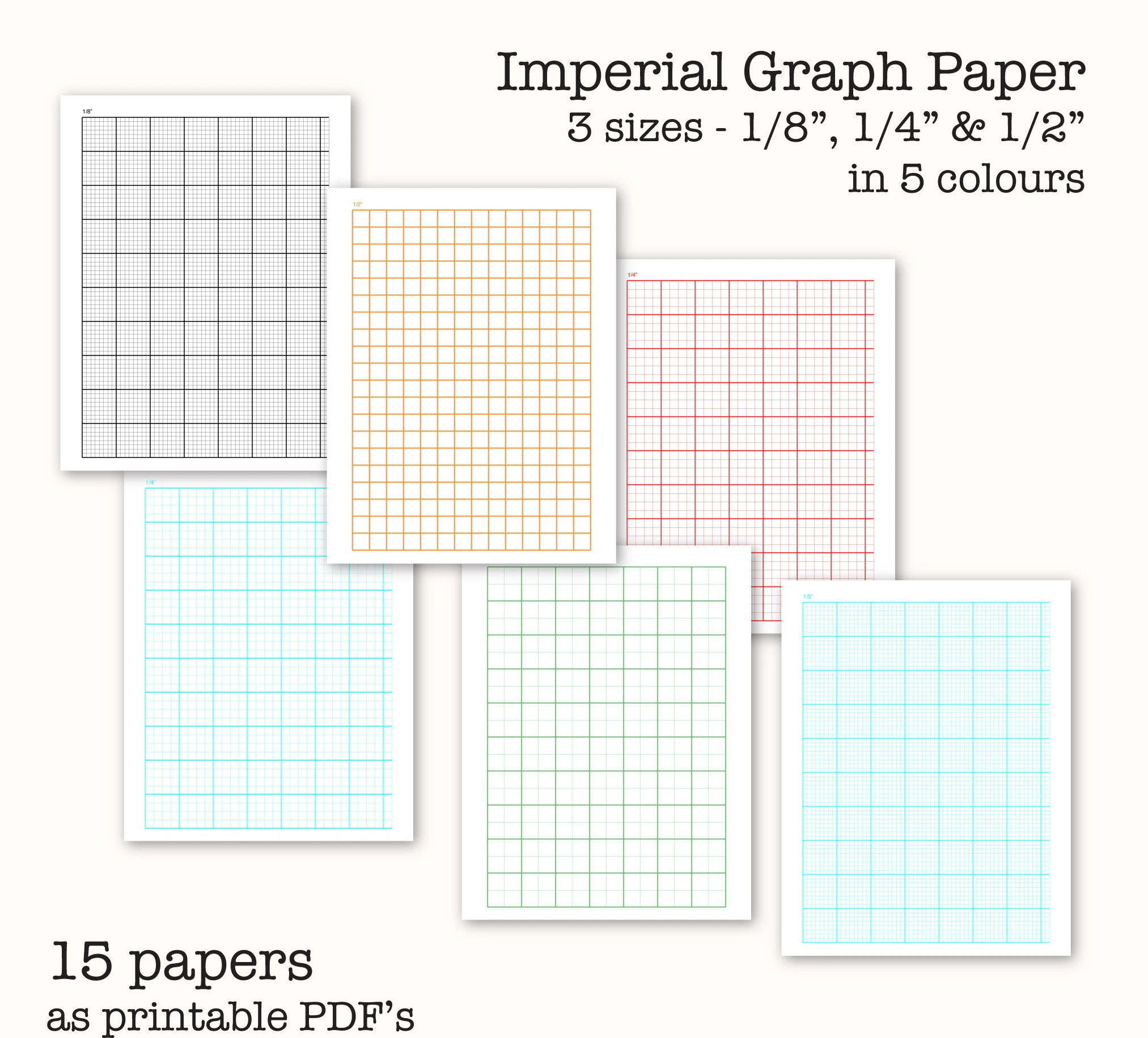 15 Imperial Measure Graph Papers Inch Graph Paper Digital Graph Paper PDF Printable Instant Download Etsy