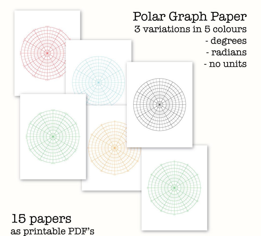 15 Polar Graph Papers Circular Graph Paper Digital Graph Paper A4 And 8 5x11 US Letter Size Printable PDF Instant Download Etsy