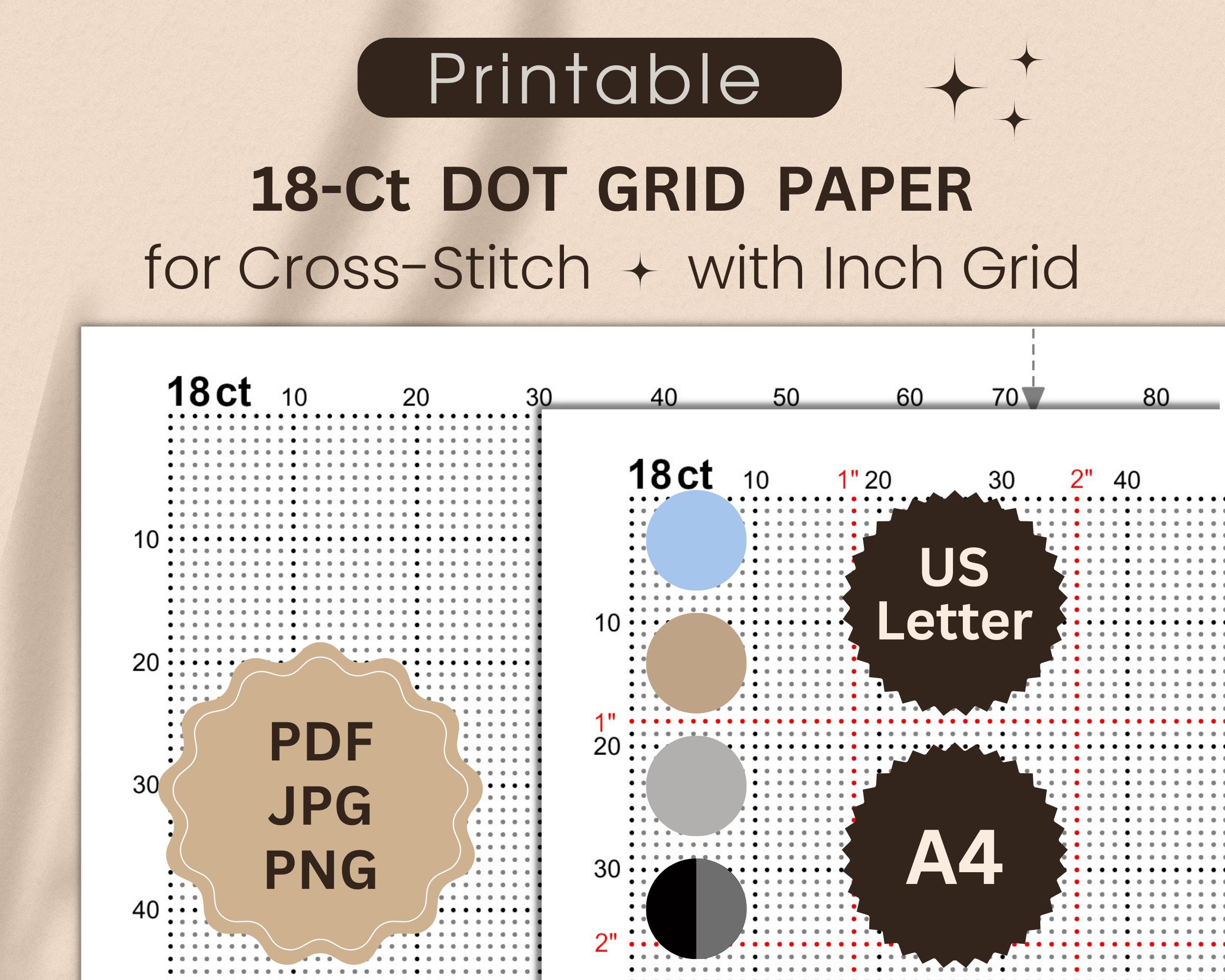 18 count Dot Grid Paper For Cross stitch With Inch Grid Printable X stitch Paper For Creating Your Own Designs Letter A4 PDF JPG PNG Etsy