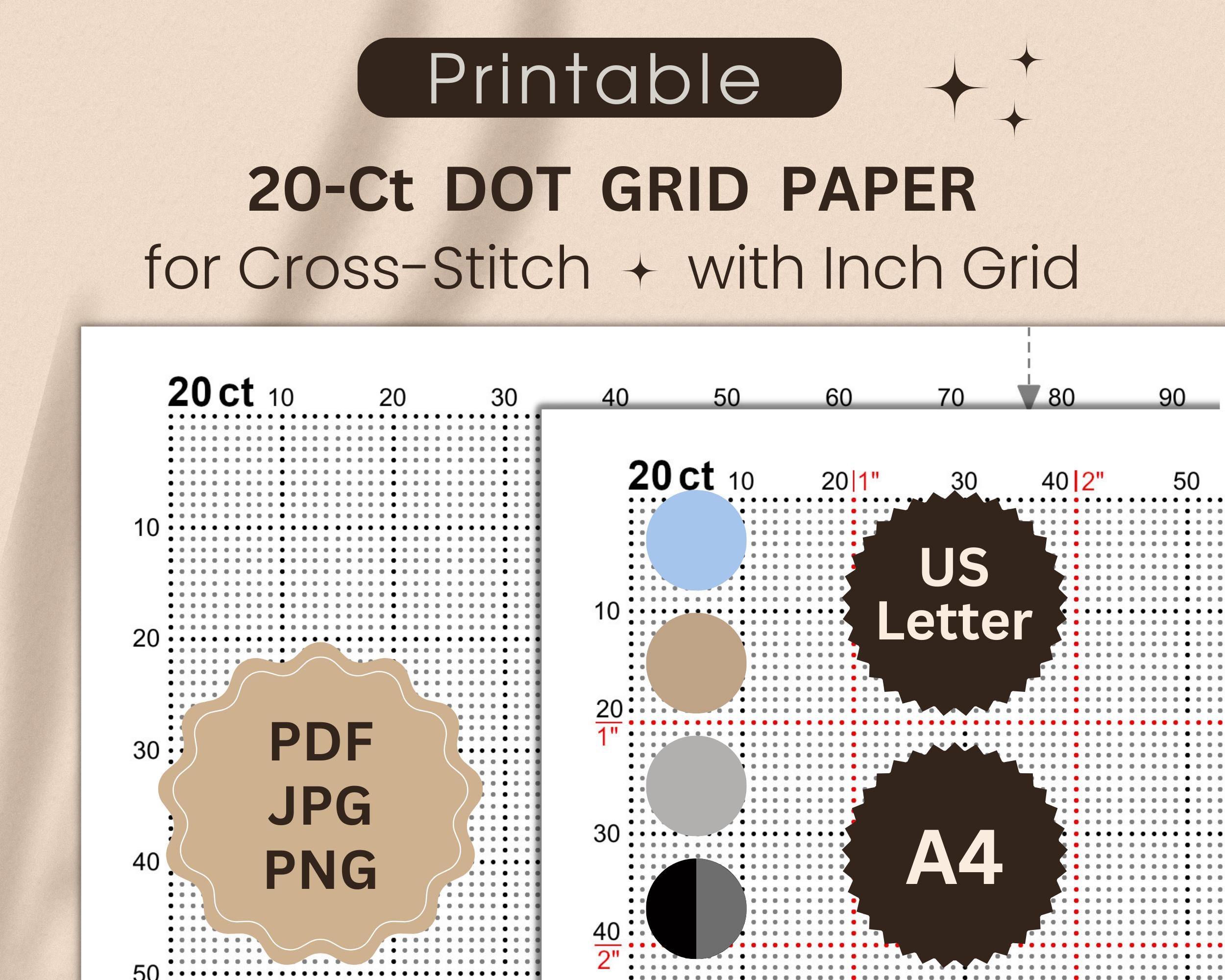 20 count Dot Grid Paper For Cross stitch With Inch Grid Printable X stitch Paper For Creating Your Own Designs Letter A4 PDF JPG PNG Etsy