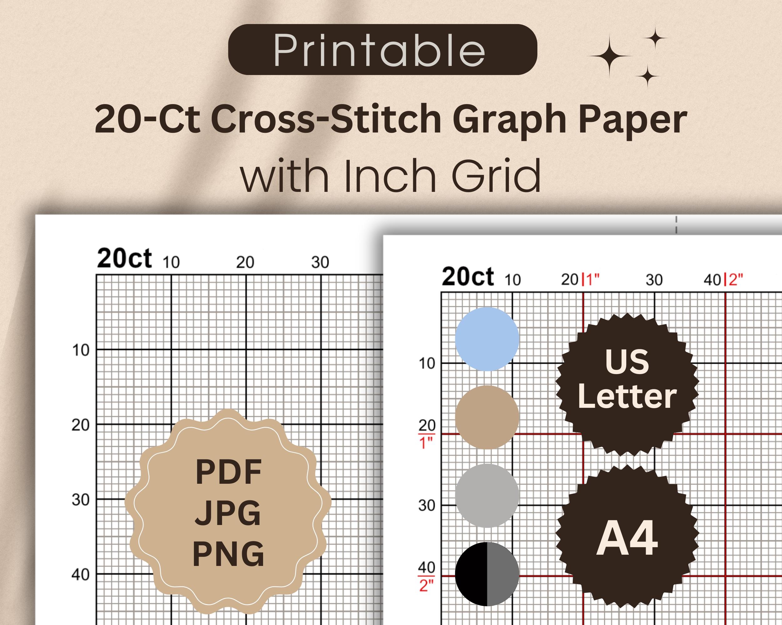 20 count Graph Paper For Cross stitch With Inch Grid Printable Cross stitch Grid For Creating Your Own Designs Letter A4 PDF JPG PNG Etsy