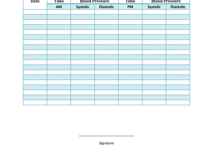 30 Printable Blood Pressure Log Templates TemplateLab