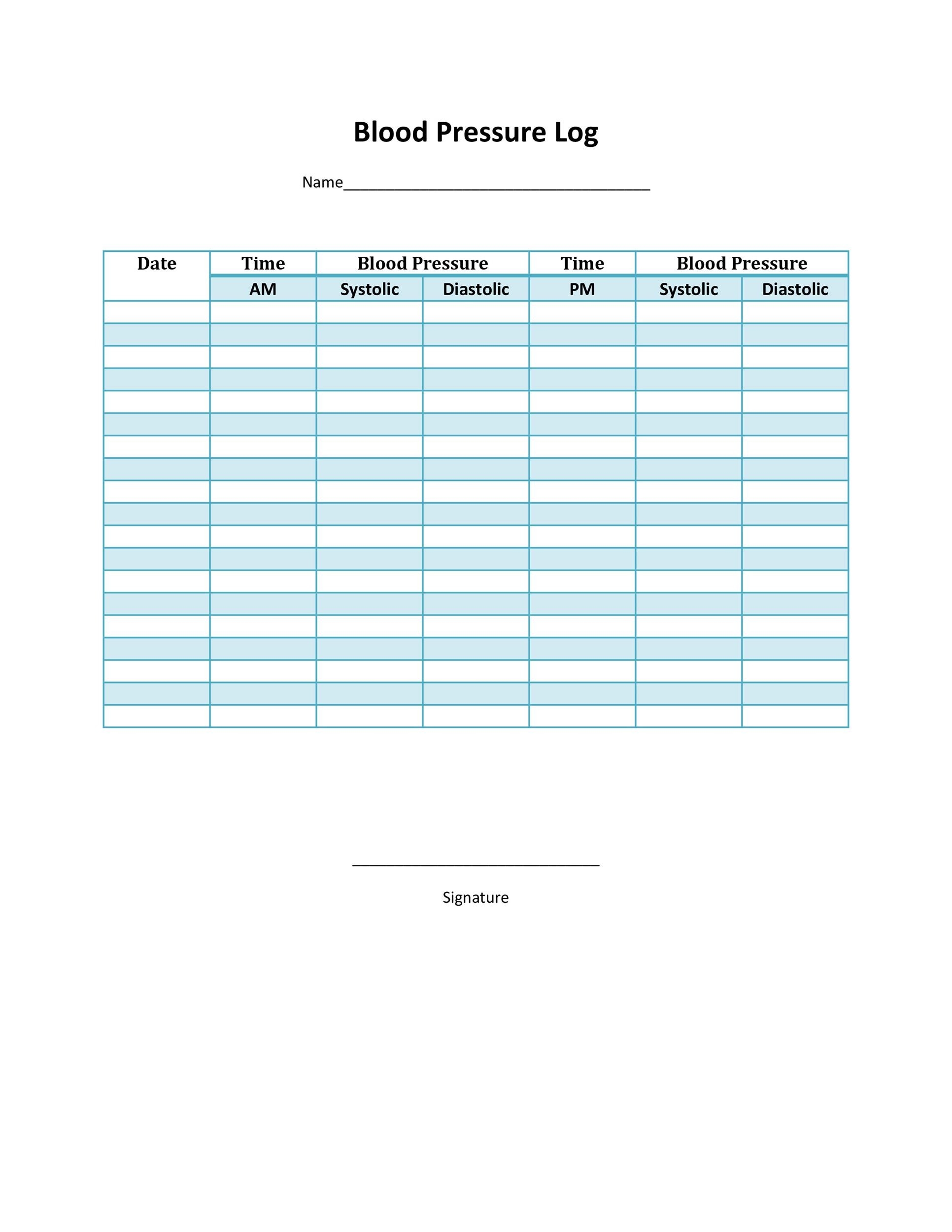 30 Printable Blood Pressure Log Templates TemplateLab