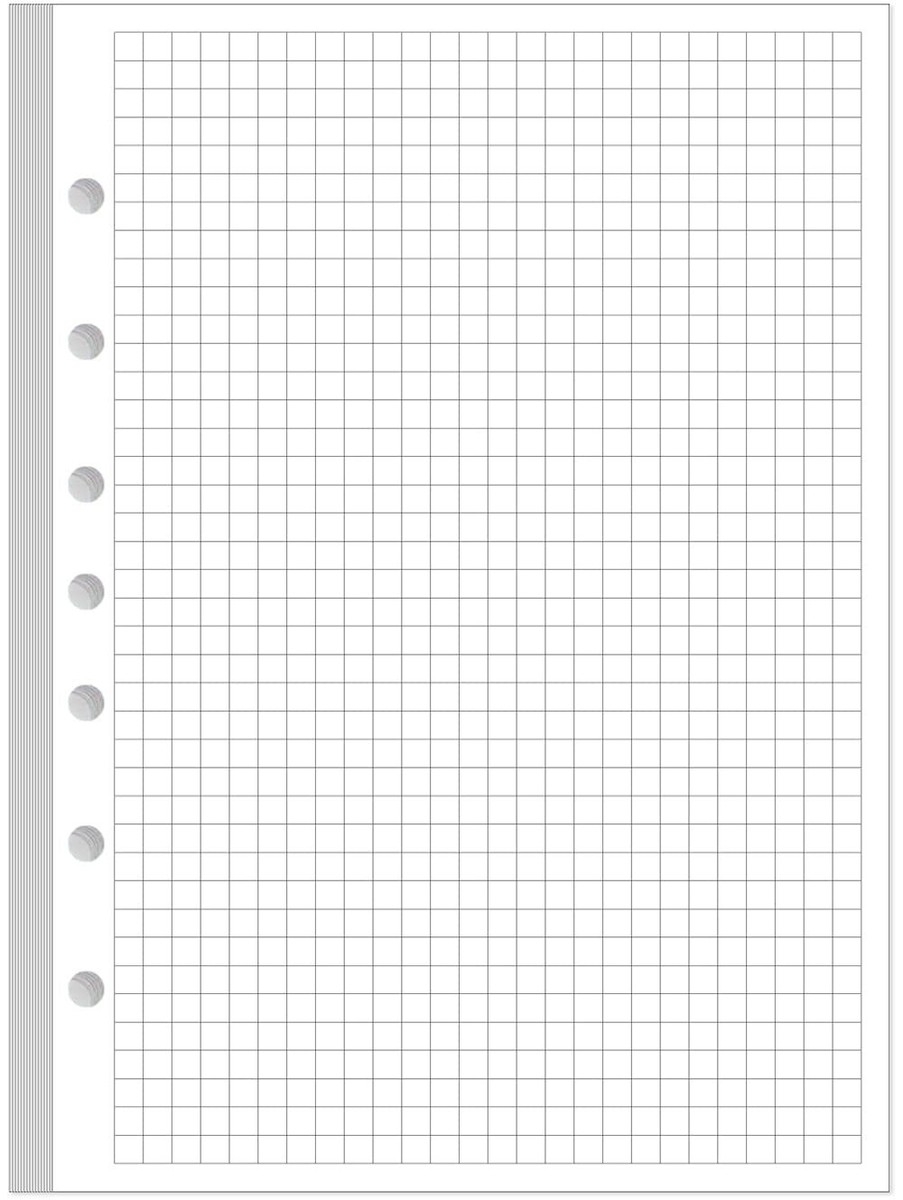 A5 Grid Refill Paper 7 Hole Graph Paper 100Sheets 200Pages Loose Leaf Grid EBay