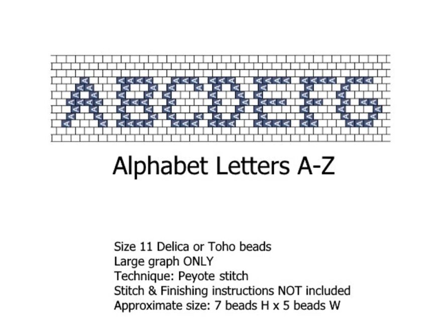Alphabet Letters A Z Font Peyote Stitch Beading Pattern INSTANT DOWNLOAD Etsy