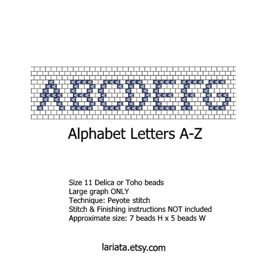 Alphabet Letters A Z Font Peyote Stitch Beading Pattern INSTANT DOWNLOAD Etsy