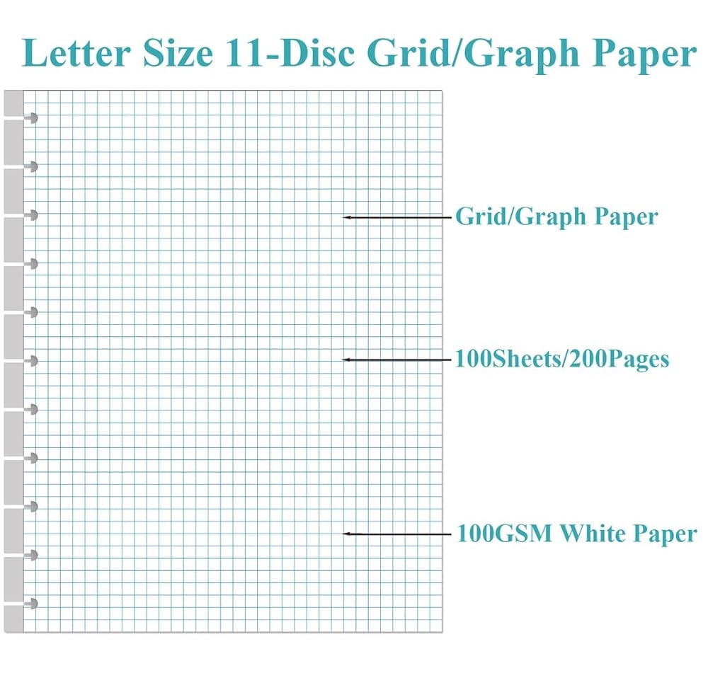 Amazon A4 TUL Discbound Grid Filler Paper 11 Disc Graph Paper Letter Size 100Sheets 200Pages Loose Leaf Paper 100gsm White Paper 8 5 X 11 Office Products