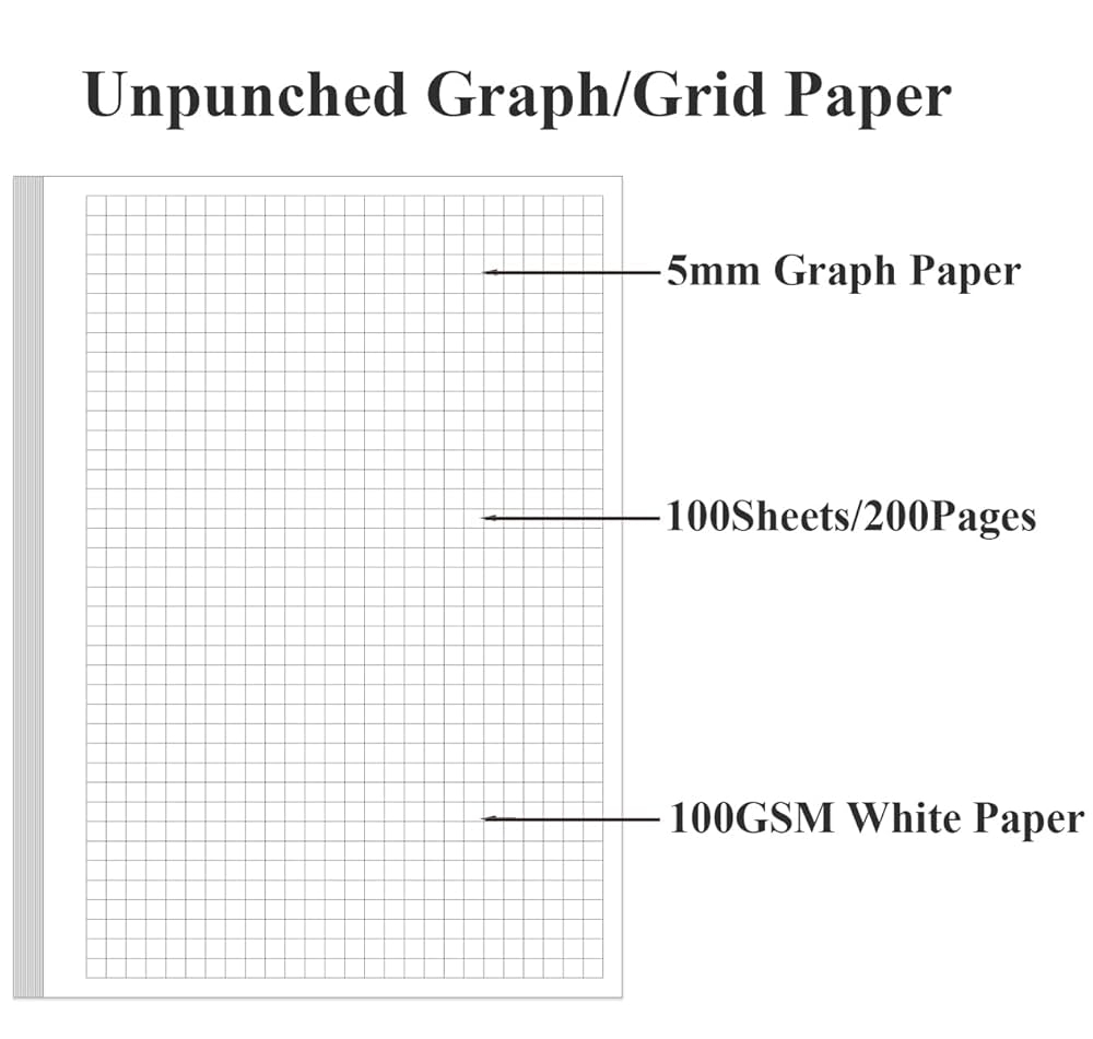 Amazon A5 Unpunched Grid Refill Paper Graph Paper For Ring Binder Discbound Notebook Planner Inserts 100 Sheets 200 Pags Grid Paper 100gsm White Pages 5 8 X 8 3 Office Products