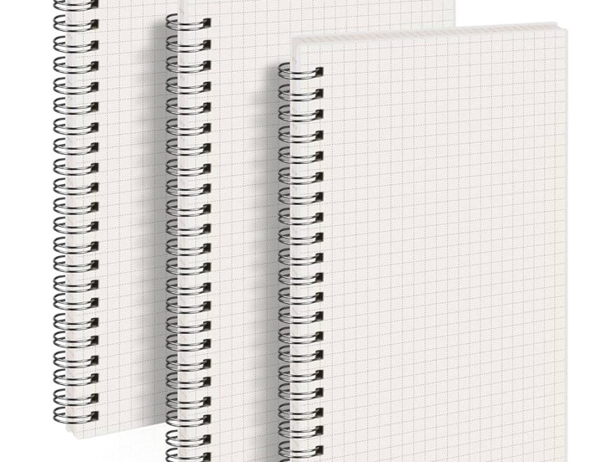 Amazon AHGXG Graph Paper Notebook Spiral 3 Pack A5 Grid Notebook 5 7 x 8 3 Thick 100gsm Graph Grid Paper 80 Sheets Transparent Hardcover Journals For School Supplies Office Writing Drawing Office Products