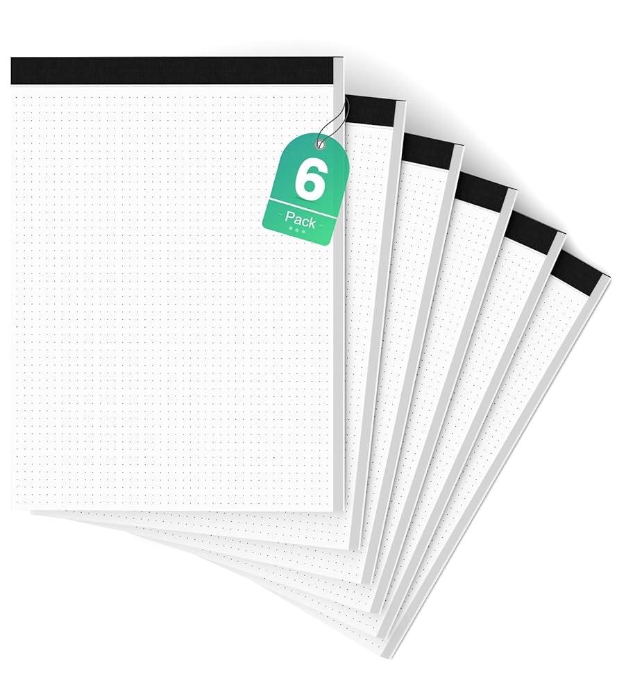 Amazon Dot Paper Pad 8 5 X 11 6 Pack Dotted Notepad 5x5 Double Sided Grid Graph Paper Dotted Sheets 30 Sheets Pad Letter Size 8 5 X 11 Graphing Paper Tear Off Dotted