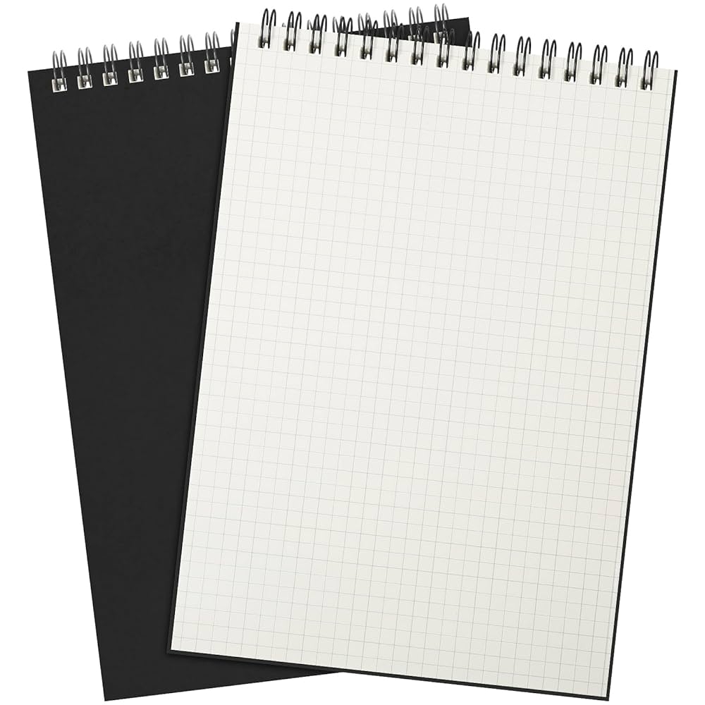 Amazon Engrowtic 2 Pack Graph Paper Spiral Notepad A5 Top Wirebound Notepad Grid Notebook Steno Pads Memo Notebook Grid Paper 140 Pages For Writing Sketching Drawing Office Supplies Black Office Products