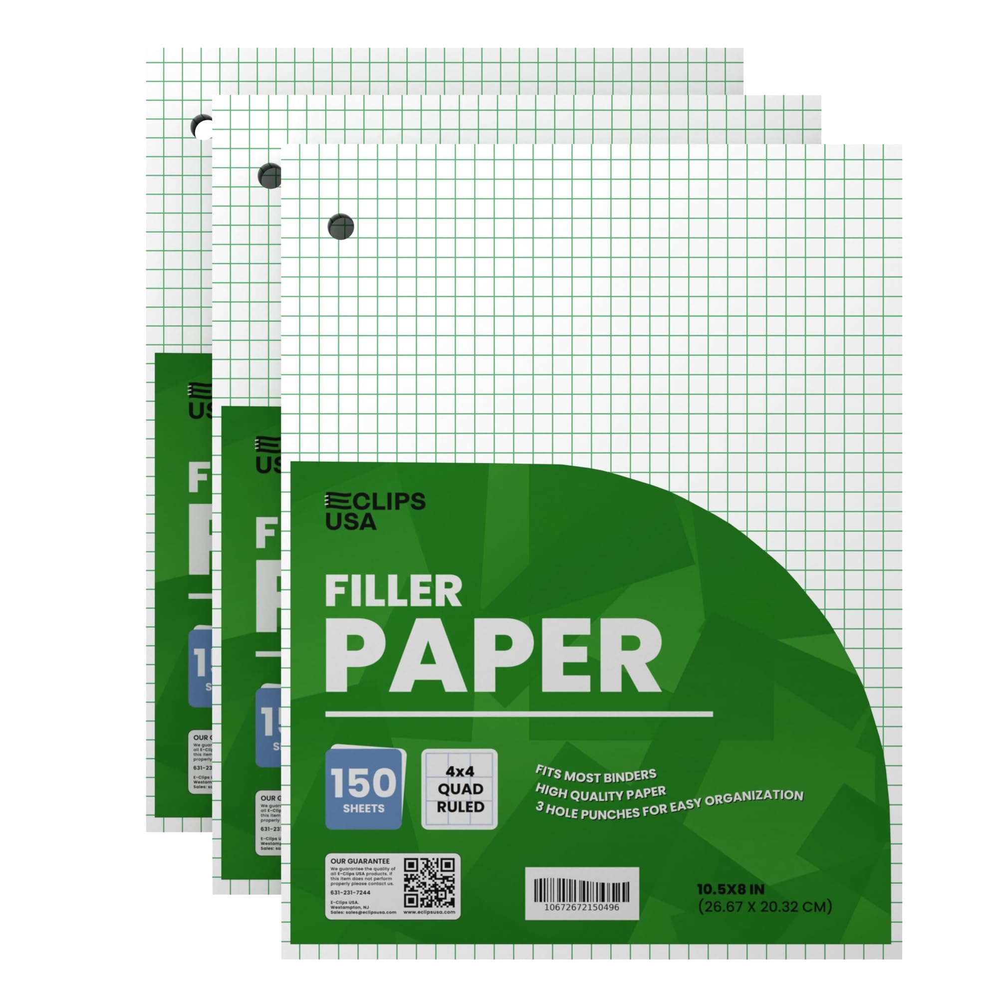 Amazon Graph Paper Loose Leaf Graph Paper 4 X 4 Squares Per Inch Quad Ruled Graph Paper 10 5 X 8 Graphing Paper 56 Gsm 150 Per Pack 450 Sheets 3 Pack Office Products