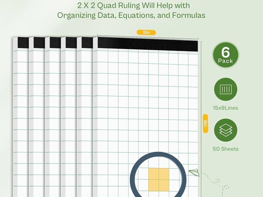 Amazon Graph Paper Pads 6 Pack Grid Paper Notebook 5x8 Graph Paper 2x2 2 Squares Per Inch Micro Perforated Graph Notebook 50 Sheets Per Grid Paper 5x8 Graph Writing Paper For